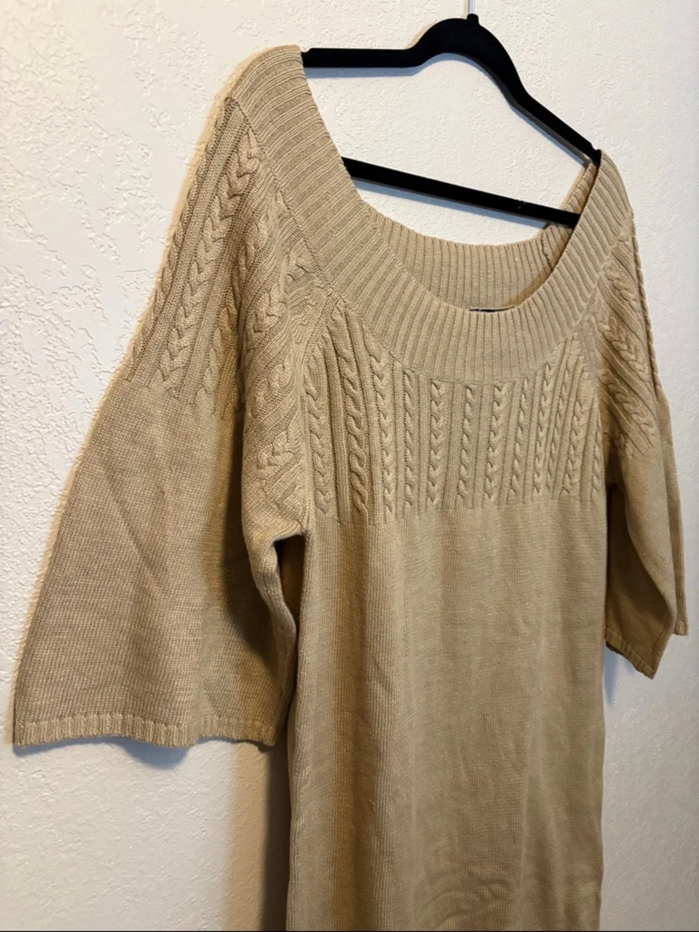 NWT Caroline Long Tan Cotton Tunic Sweater 2X